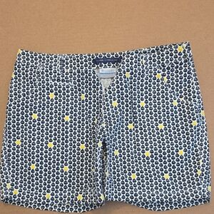 Columbia Blue and White Geometric Bermudas